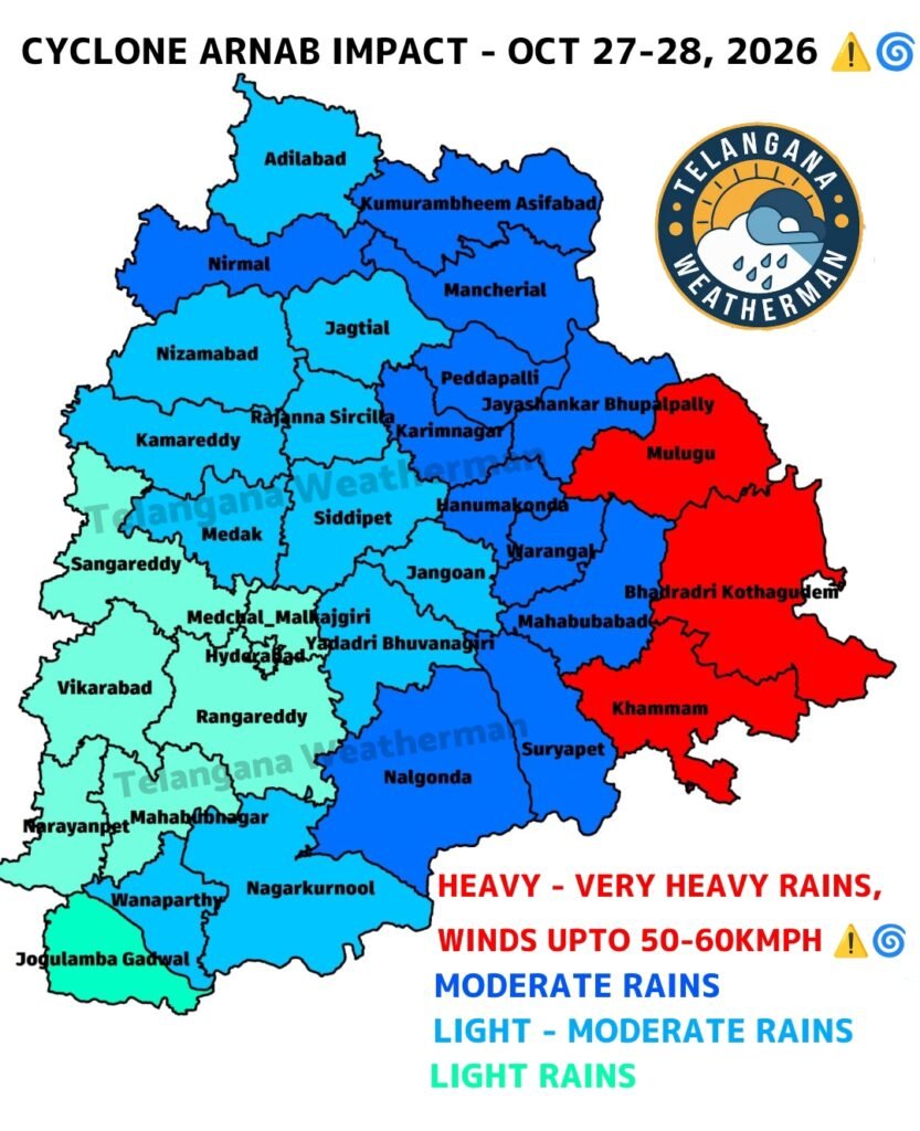 Cyclone Arnab Impact Telangana Heavy Rains Alert Hyderabad
